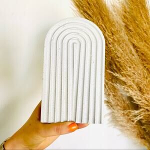 NEW Handmade Grey Concrete Natural Arch Jewelry Display Tray Home Accent Decor